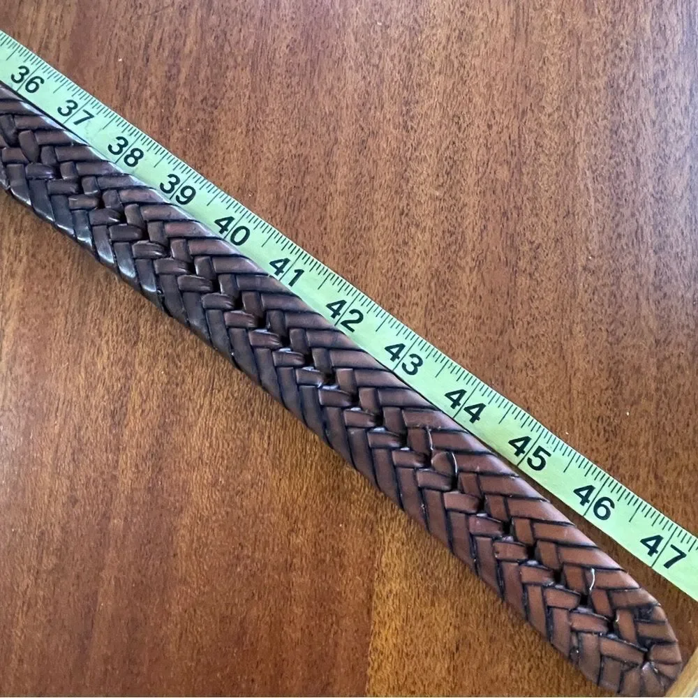 PGA Tour Men's Top Grain Leather Woven Braided Belt Brown Cognac Size 40